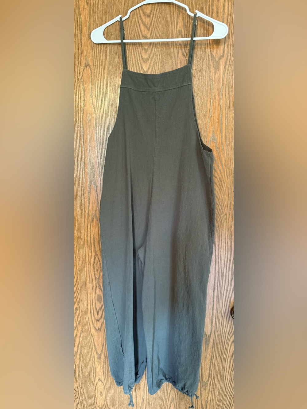 Drawstring Hem Lightweight Jumpsuit-Style Pants